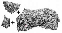 Clicca per ingrandire Coperta antimosche a Zebra con collo e maschera